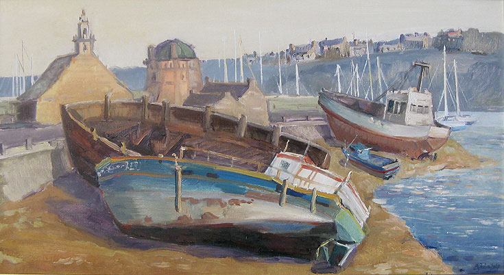 Старые корабли (2010). 40x75. холст, масло